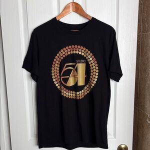 Studio Black Short-Sleeve Tee with Gold Circle Logo